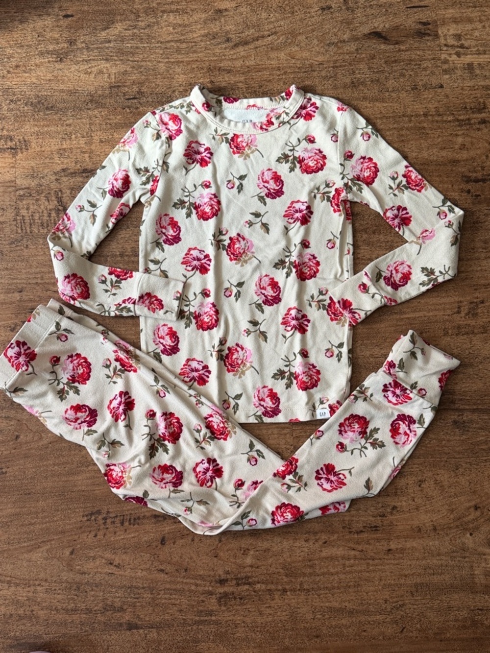 GAP Kids Cream Top with Pink Floral Print